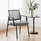 TUYOHW Silla de malla entrecruzada sin ruedas, juego de 1, silla de oficina con soporte lumbar y patas de metal, silla de juego para oficina