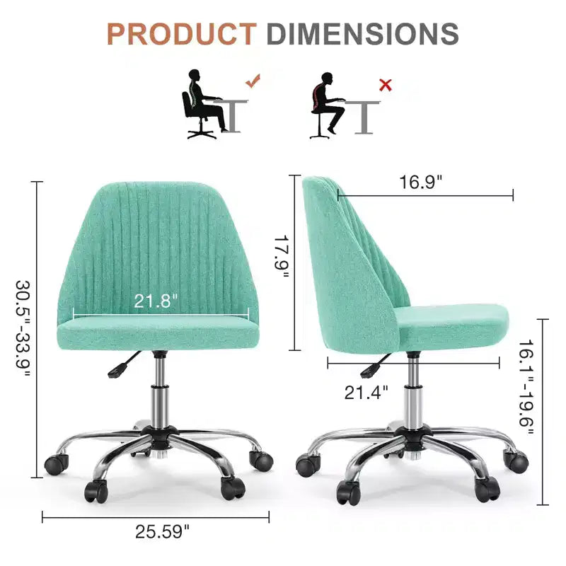 TUYOHW Silla giratoria entrecruzada con ruedas, silla de oficina con altura ajustable y soporte lumbar, silla de juego sin brazos para oficina