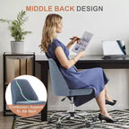 TUYOHW Silla giratoria entrecruzada con ruedas, silla de oficina con altura ajustable y soporte lumbar, silla de juego sin brazos para oficina