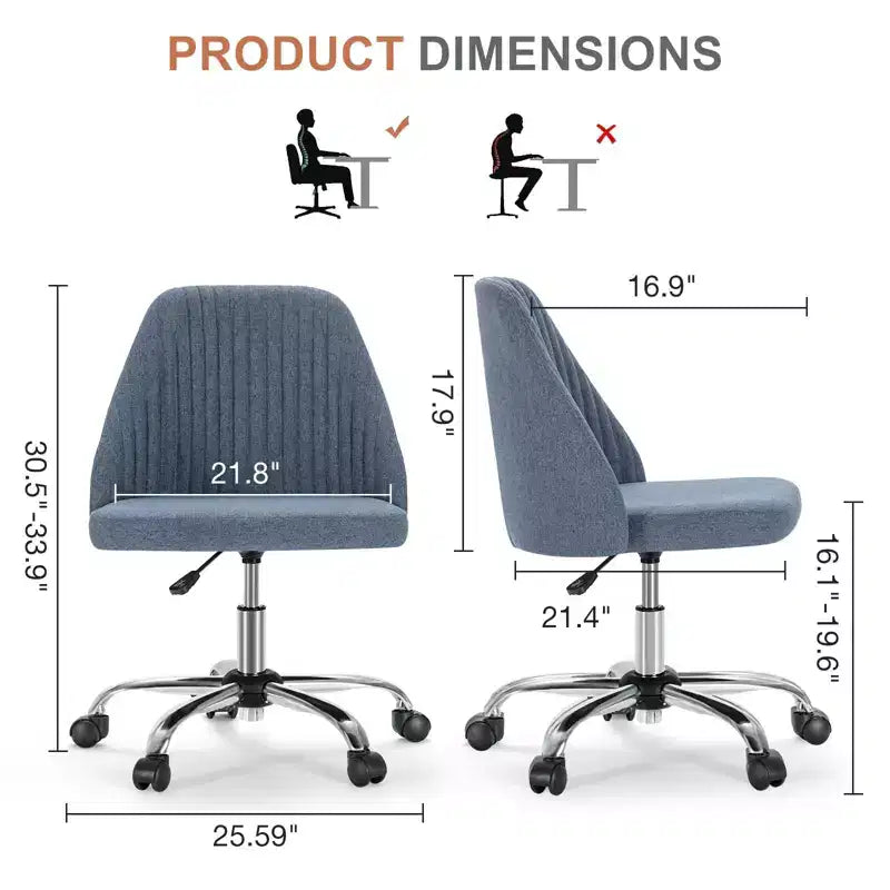 TUYOHW Silla giratoria entrecruzada con ruedas, silla de oficina con altura ajustable y soporte lumbar, silla de juego sin brazos para oficina