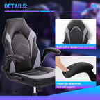 TUYOHW Silla giratoria de piel sintética con ruedas y respaldo entrecruzado en S, silla de oficina con soporte lumbar, silla de juego para oficina