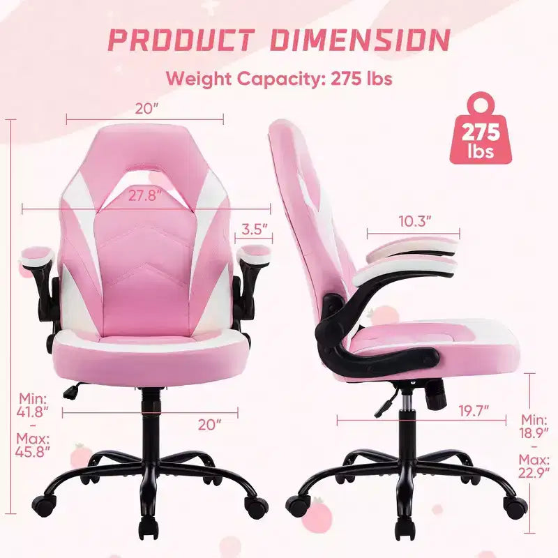 TUYOHW Silla giratoria de piel sintética con ruedas y respaldo entrecruzado en S, silla de oficina con soporte lumbar, silla de juego para oficina