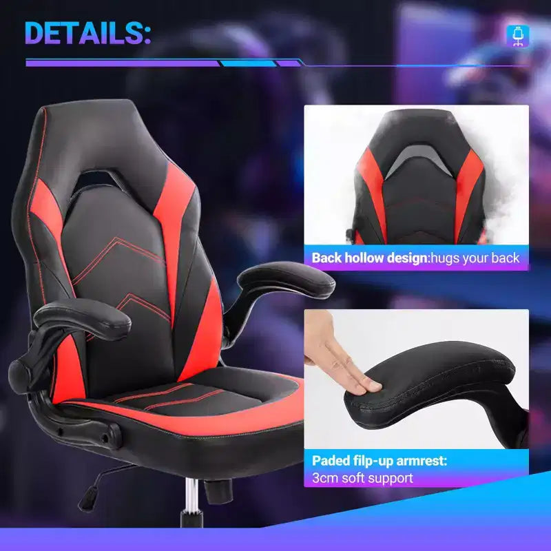 TUYOHW Silla giratoria de piel sintética con ruedas y respaldo entrecruzado en S, silla de oficina con soporte lumbar, silla de juego para oficina
