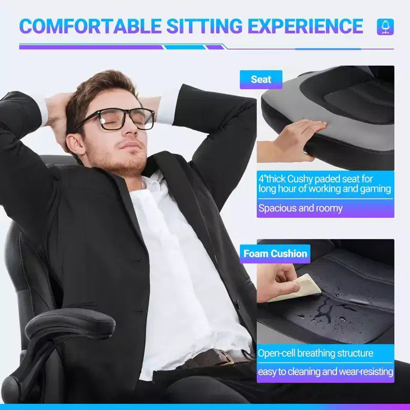 TUYOHW Silla giratoria de piel sintética con ruedas y respaldo entrecruzado en S, silla de oficina con soporte lumbar, silla de juego para oficina