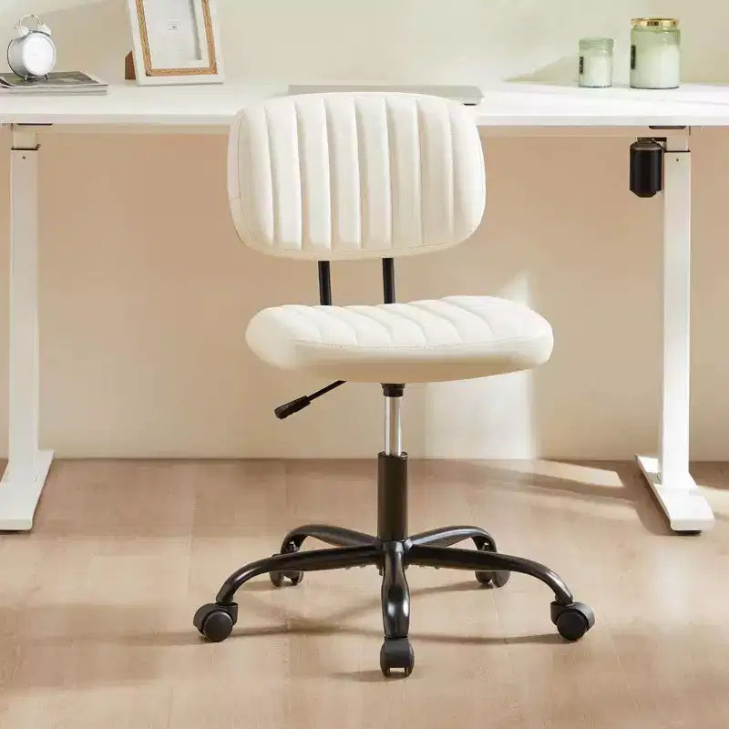 Silla TUYOHW giratoria de cuero sintético con ruedas, silla de oficina sin brazos con altura ajustable y soporte lumbar, silla de juego para oficina