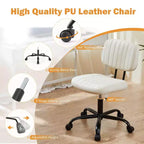 Silla TUYOHW giratoria de cuero sintético con ruedas, silla de oficina sin brazos con altura ajustable y soporte lumbar, silla de juego para oficina