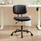 Silla TUYOHW giratoria de cuero sintético con ruedas, silla de oficina sin brazos con altura ajustable y soporte lumbar, silla de juego para oficina