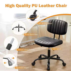 Silla TUYOHW giratoria de cuero sintético con ruedas, silla de oficina sin brazos con altura ajustable y soporte lumbar, silla de juego para oficina
