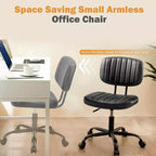 Silla TUYOHW giratoria de cuero sintético con ruedas, silla de oficina sin brazos con altura ajustable y soporte lumbar, silla de juego para oficina