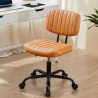 Silla TUYOHW giratoria de cuero sintético con ruedas, silla de oficina sin brazos con altura ajustable y soporte lumbar, silla de juego para oficina