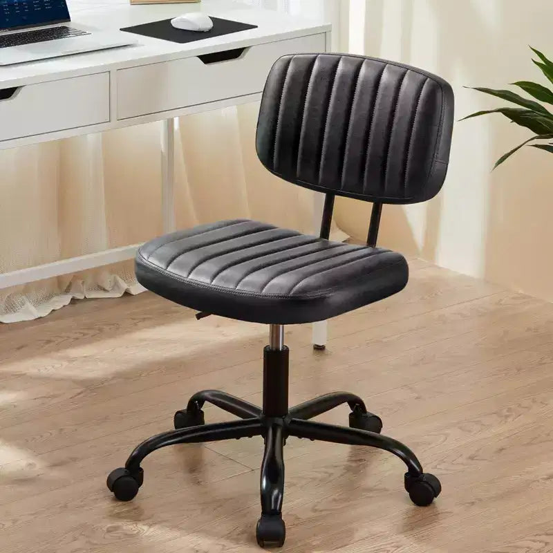 Silla TUYOHW giratoria de cuero sintético con ruedas, silla de oficina sin brazos con altura ajustable y soporte lumbar, silla de juego para oficina