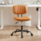 Silla TUYOHW giratoria de cuero sintético con ruedas, silla de oficina sin brazos con altura ajustable y soporte lumbar, silla de juego para oficina