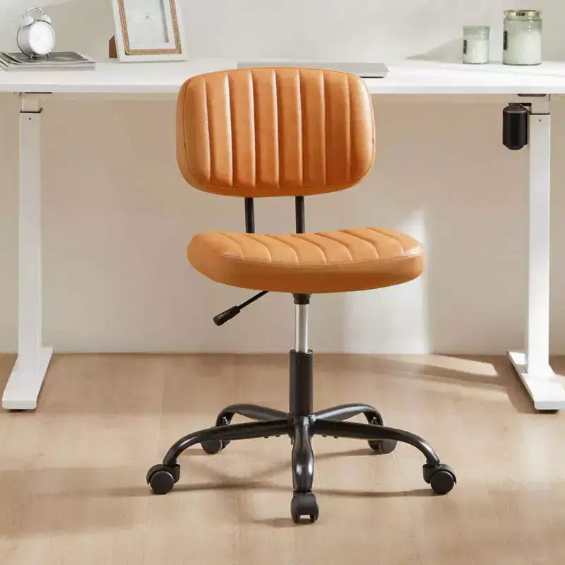 Silla TUYOHW giratoria de cuero sintético con ruedas, silla de oficina sin brazos con altura ajustable y soporte lumbar, silla de juego para oficina