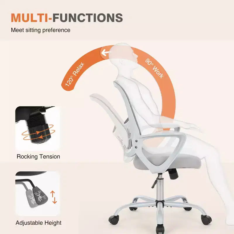 Silla giratoria de malla entrecruzada TUYOHW con ruedas, silla de oficina de 41.5 de altura con altura ajustable, silla gaming para oficina