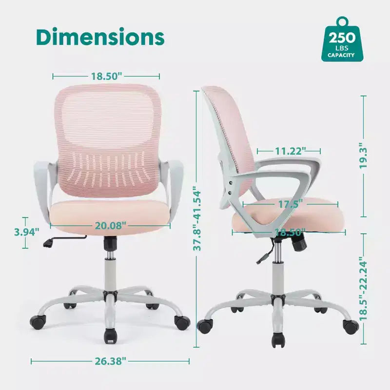 Silla giratoria de malla entrecruzada TUYOHW con ruedas, silla de oficina de 41.5 de altura con altura ajustable, silla gaming para oficina