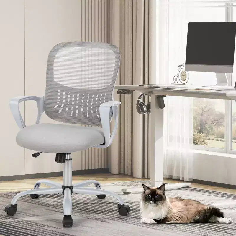 Silla giratoria de malla entrecruzada TUYOHW con ruedas, silla de oficina de 41.5 de altura con altura ajustable, silla gaming para oficina