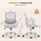 Silla giratoria de malla entrecruzada TUYOHW con ruedas, silla de oficina de 41.5 de altura con altura ajustable, silla gaming para oficina