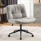 TUYOHW Silla giratoria de cuero sintético con ruedas y diseño de cruces, silla de oficina con altura regulable y soporte lumbar, silla de juegos sin reposabrazos para oficina