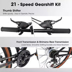 Bicicleta de montaña con ruedas de 24 pulgadas, 21 velocidades, para hombres y mujeres, para senderos, ciudad, cuadro de acero de alto carbono, frenos de disco
