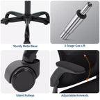 Silla de oficina Garvee con soporte lumbar y reposacabezas ajustables, reposabrazos abatibles, silla ergonómica giratoria de respaldo alto negra para oficina en casa, gaming, negro
