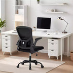 Silla de oficina Garvee con soporte lumbar y reposacabezas ajustables, reposabrazos abatibles, silla ergonómica giratoria de respaldo alto negra para oficina en casa, gaming, negro