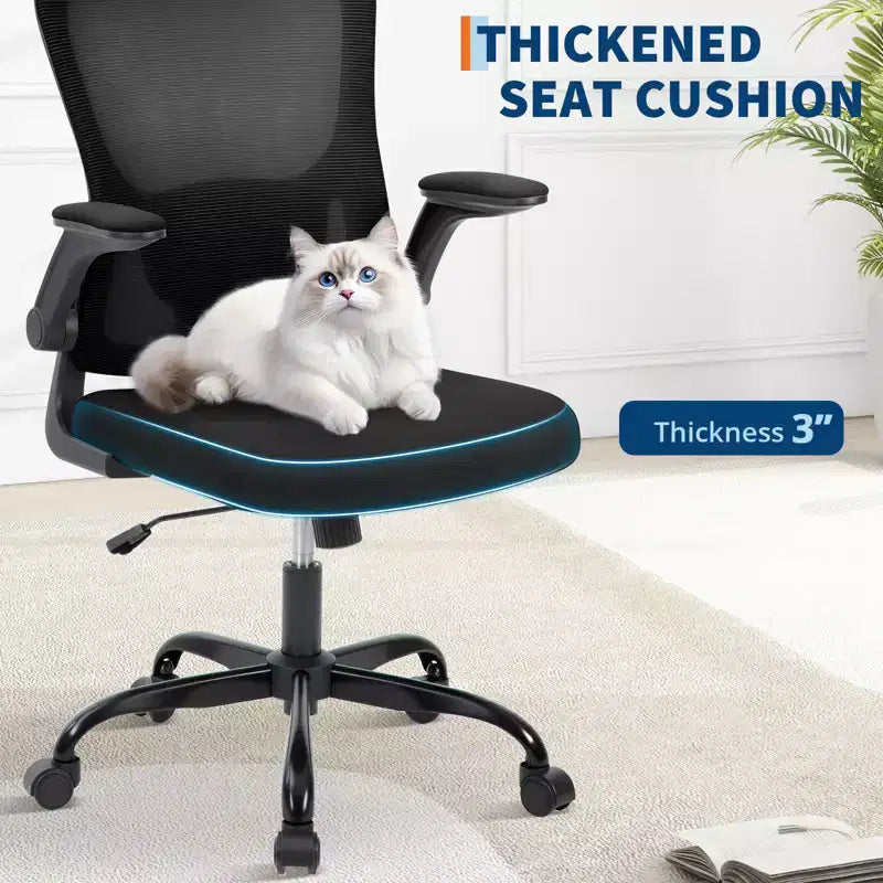 Silla de oficina Garvee con soporte lumbar y reposacabezas ajustables, reposabrazos abatibles, silla ergonómica giratoria de respaldo alto negra para oficina en casa, gaming, negro