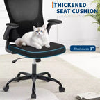 Silla de oficina Garvee con soporte lumbar y reposacabezas ajustables, reposabrazos abatibles, silla ergonómica giratoria de respaldo alto negra para oficina en casa, gaming, negro