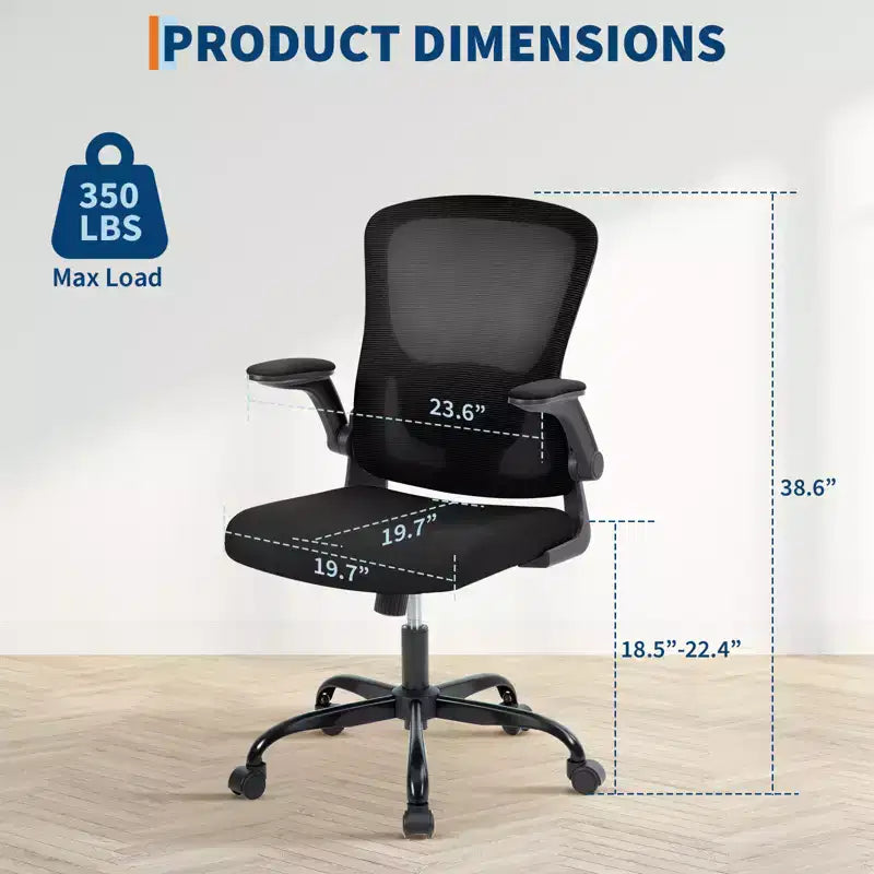 Silla de oficina Garvee con soporte lumbar y reposacabezas ajustables, reposabrazos abatibles, silla ergonómica giratoria de respaldo alto negra para oficina en casa, gaming, negro