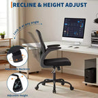 Silla de oficina Garvee con soporte lumbar y reposacabezas ajustables, reposabrazos abatibles, silla ergonómica giratoria de respaldo alto negra para oficina en casa, gaming, negro
