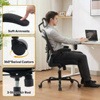 Silla de Oficina Ergonómica, Silla de Escritorio de Computadora de Respaldo Alto con Altura Ajustable y Apoyabrazos Abatibles, Silla de Juego Cómoda de Malla para Oficina en Casa