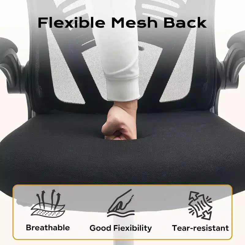 Silla de Oficina Ergonómica, Silla de Escritorio de Computadora de Respaldo Alto con Altura Ajustable y Apoyabrazos Abatibles, Silla de Juego Cómoda de Malla para Oficina en Casa