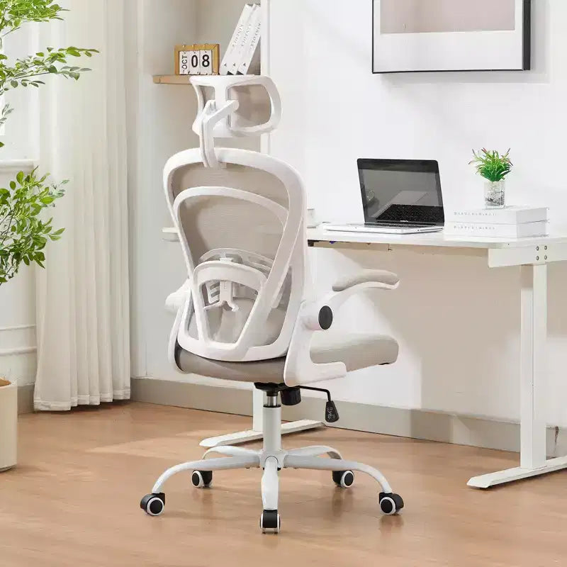 Silla de Oficina Ergonómica, Silla de Escritorio de Computadora de Respaldo Alto con Altura Ajustable y Apoyabrazos Abatibles, Silla de Juego Cómoda de Malla para Oficina en Casa