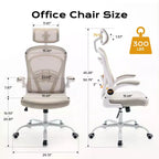 Silla de Oficina Ergonómica, Silla de Escritorio de Computadora de Respaldo Alto con Altura Ajustable y Apoyabrazos Abatibles, Silla de Juego Cómoda de Malla para Oficina en Casa