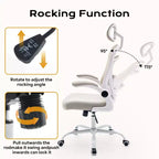 Silla de Oficina Ergonómica, Silla de Escritorio de Computadora de Respaldo Alto con Altura Ajustable y Apoyabrazos Abatibles, Silla de Juego Cómoda de Malla para Oficina en Casa