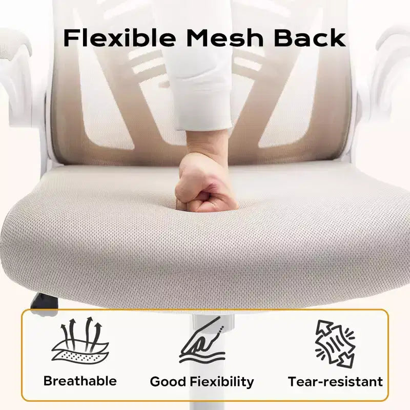 Silla de Oficina Ergonómica, Silla de Escritorio de Computadora de Respaldo Alto con Altura Ajustable y Apoyabrazos Abatibles, Silla de Juego Cómoda de Malla para Oficina en Casa