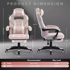 Silla de oficina giratoria para juegos ergonómica de PU con respaldo alto, reposapiés retráctil, altura ajustable, soporte lumbar y reposacabezas ajustables