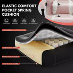 Silla de oficina giratoria para juegos ergonómica de PU con respaldo alto, reposapiés retráctil, altura ajustable, soporte lumbar y reposacabezas ajustables