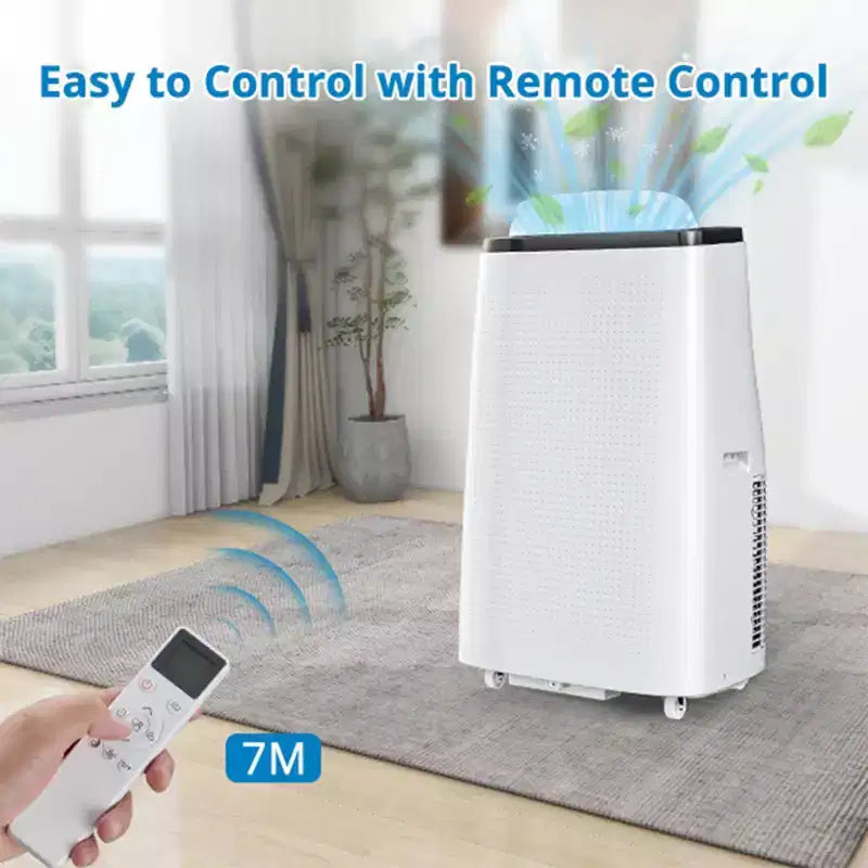GustoWave Aire acondicionado portátil de 14000 BTU, 3 en 1, para 46-65 m², control remoto, pantalla LED y temporizador de 24 horas