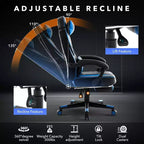 Silla de juego ergonómica Acekool para adultos, piel sintética, masaje lumbar, reposapiés, ajustable, para oficina o gaming