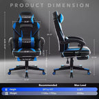 Silla de juego ergonómica Acekool para adultos, piel sintética, masaje lumbar, reposapiés, ajustable, para oficina o gaming
