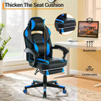 Silla de juego ergonómica Acekool para adultos, piel sintética, masaje lumbar, reposapiés, ajustable, para oficina o gaming