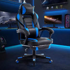Silla de juego ergonómica Acekool para adultos, piel sintética, masaje lumbar, reposapiés, ajustable, para oficina o gaming