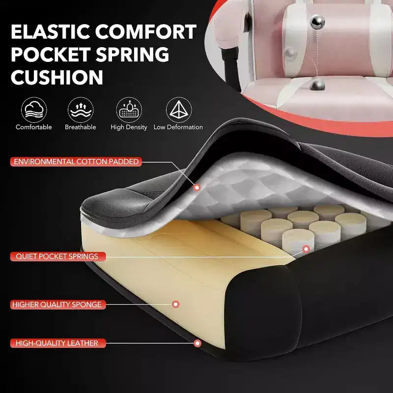 Silla de juego ergonómica Acekool para adultos, piel sintética, masaje lumbar, reposapiés, ajustable, para oficina o gaming