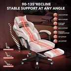 Silla de juego ergonómica Acekool para adultos, piel sintética, masaje lumbar, reposapiés, ajustable, para oficina o gaming