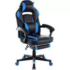 Silla de juego ergonómica Acekool para adultos, piel sintética, masaje lumbar, reposapiés, ajustable, para oficina o gaming