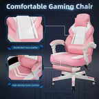Sillas de juego Celebalcony para adultos con reposapiés, respaldo alto, con soporte lumbar de masaje, sillas de computadora giratorias de 360° y ajustables en altura.