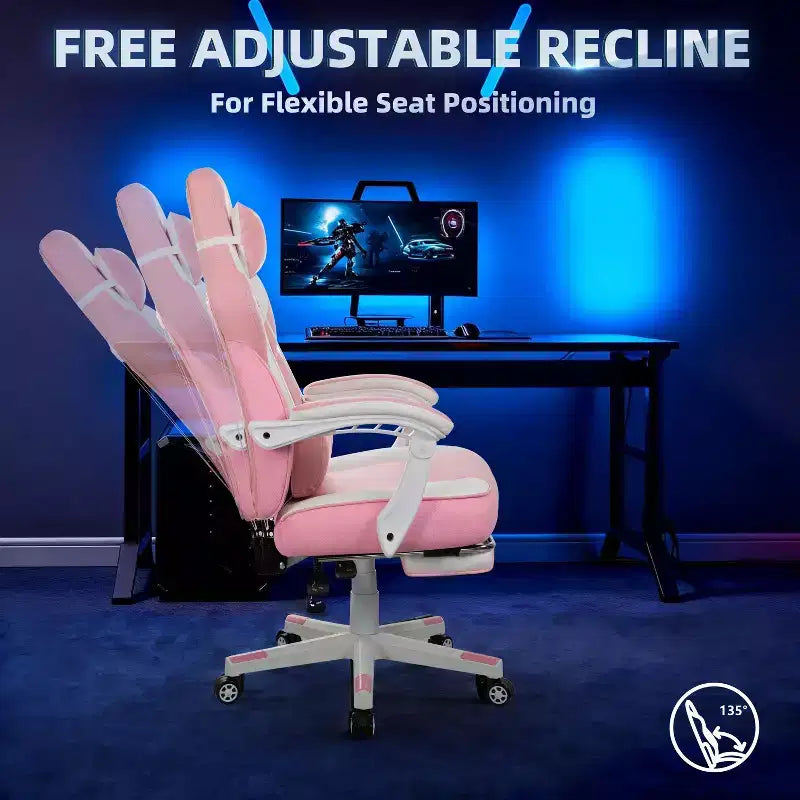 Sillas de juego Celebalcony para adultos con reposapiés, respaldo alto, con soporte lumbar de masaje, sillas de computadora giratorias de 360° y ajustables en altura.