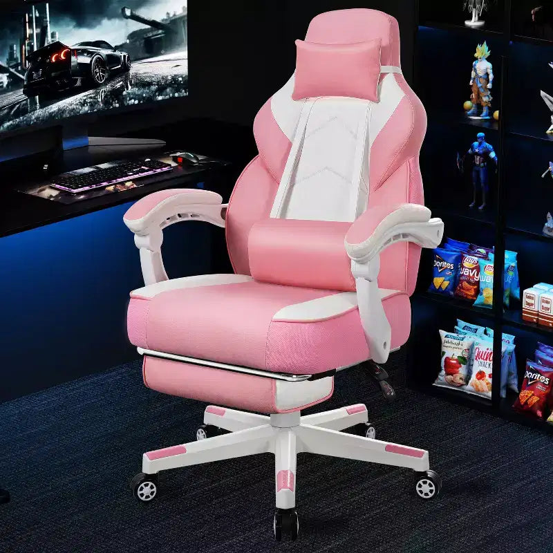 Sillas de juego Celebalcony para adultos con reposapiés, respaldo alto, con soporte lumbar de masaje, sillas de computadora giratorias de 360° y ajustables en altura.