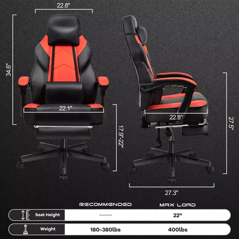 Sillas de juego Celebalcony para adultos con reposapiés, respaldo alto, con soporte lumbar de masaje, sillas de computadora giratorias de 360° y ajustables en altura.