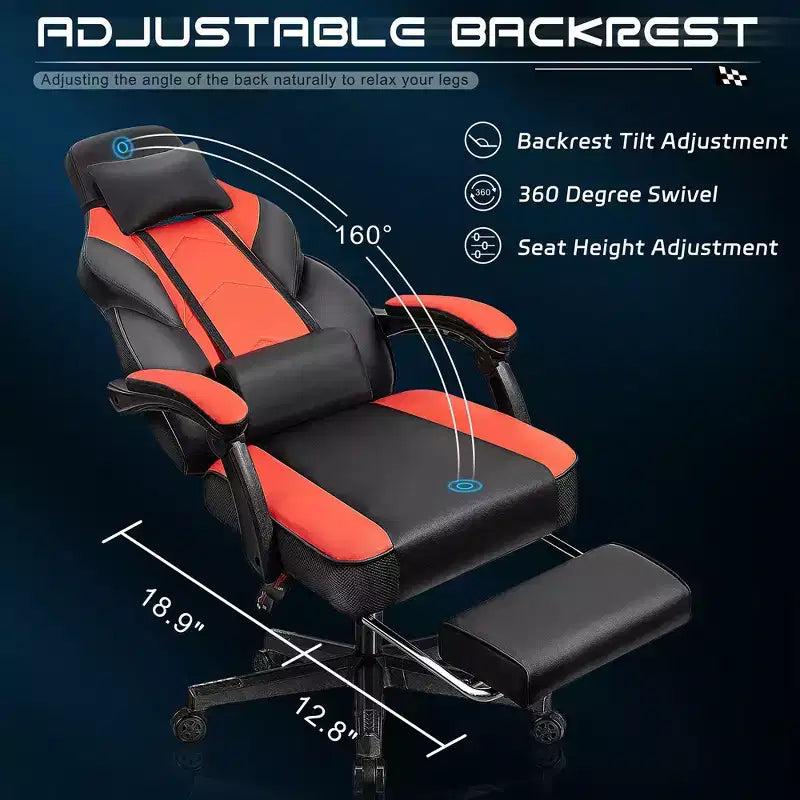 Sillas de juego Celebalcony para adultos con reposapiés, respaldo alto, con soporte lumbar de masaje, sillas de computadora giratorias de 360° y ajustables en altura.